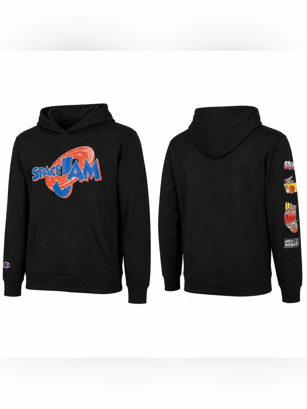 NWT Champion Space Jam Hoodie Adult Medium Black Pullover Graphic Hooded